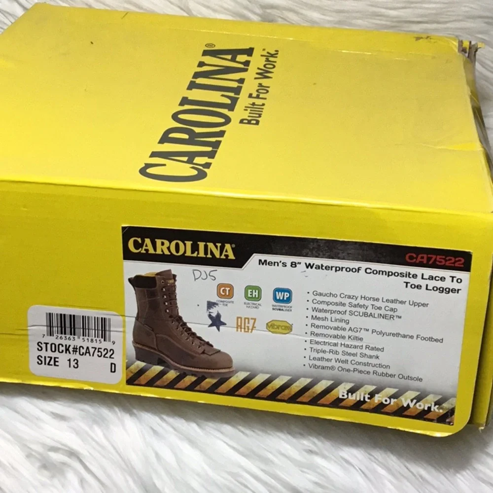 Carolina CA7522 Men’s Birch 8” Composite Toe Logger Boots, Brown, 13